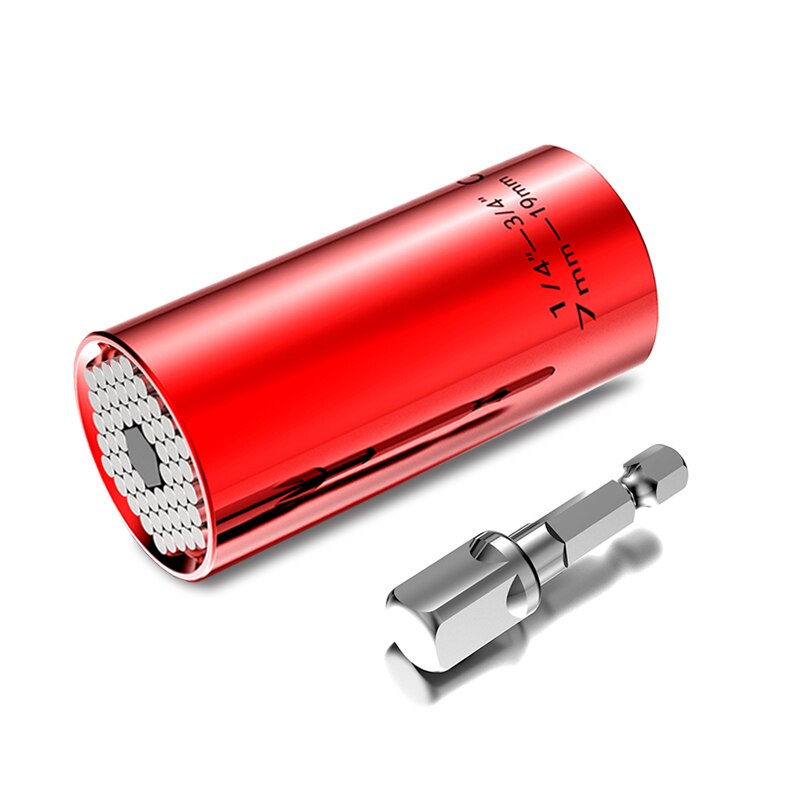 7-19mm universal momentnyckelhuvud set hylshylsa borrmaskin spärrbussning nyckel magisk nyckel grepp handverktyg gör-det-själv-verktyg yl: 2 st röd