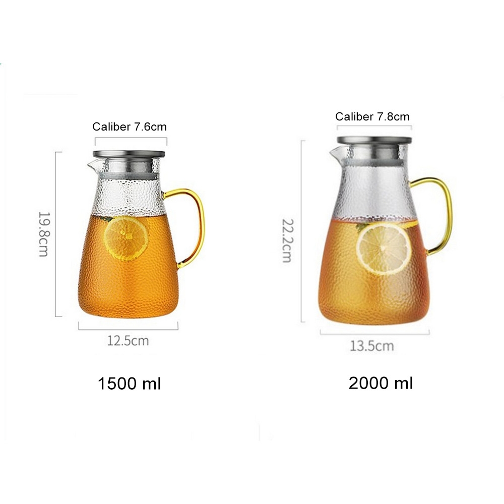 1500/2000Ml Transparant Glas Kruik Hittebestendig Glas Melkkan Sapkan Met Rvs Filter, keuken Opslag Fles