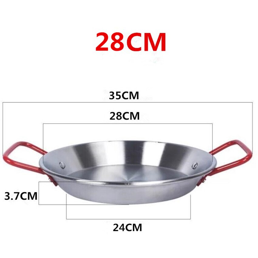 1 stuk spaanse paella pan roestvrij staal koreaanse gefrituurde kipschotel zeevruchtenschotel kaaskoker pot: 28cm
