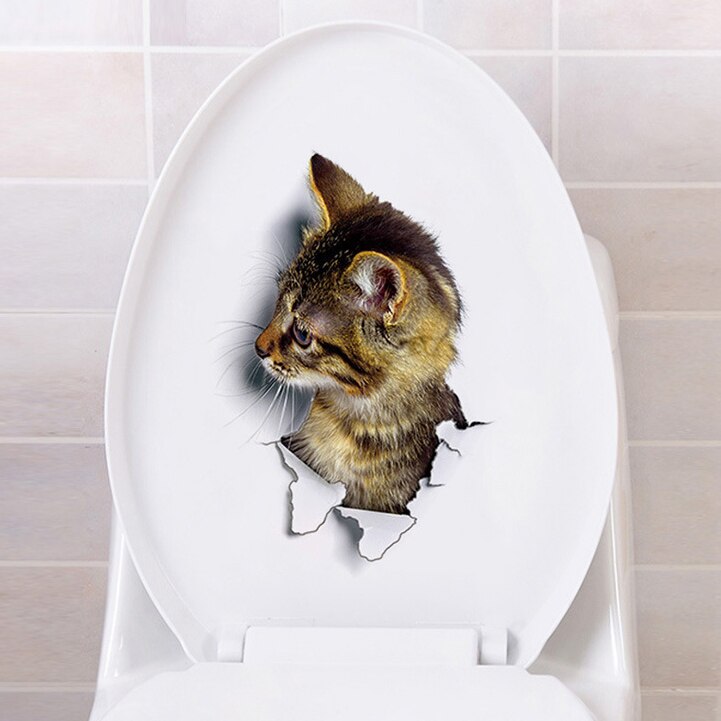 3D Cute Cat Stickers Car Home Bedroom Toilet Kitten Broken Wall Decor Sticker Vinyl Decal Realistic Funny Anima Stickers: 01