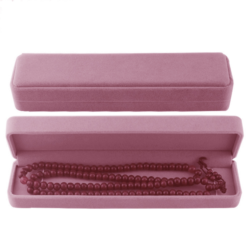 1 PC Storage Presentation Necklace/Bracelet/Ring/Pendant Jewelry Box Velvet Case Plastic Display Box 4 Colors: Pink Necklace Box