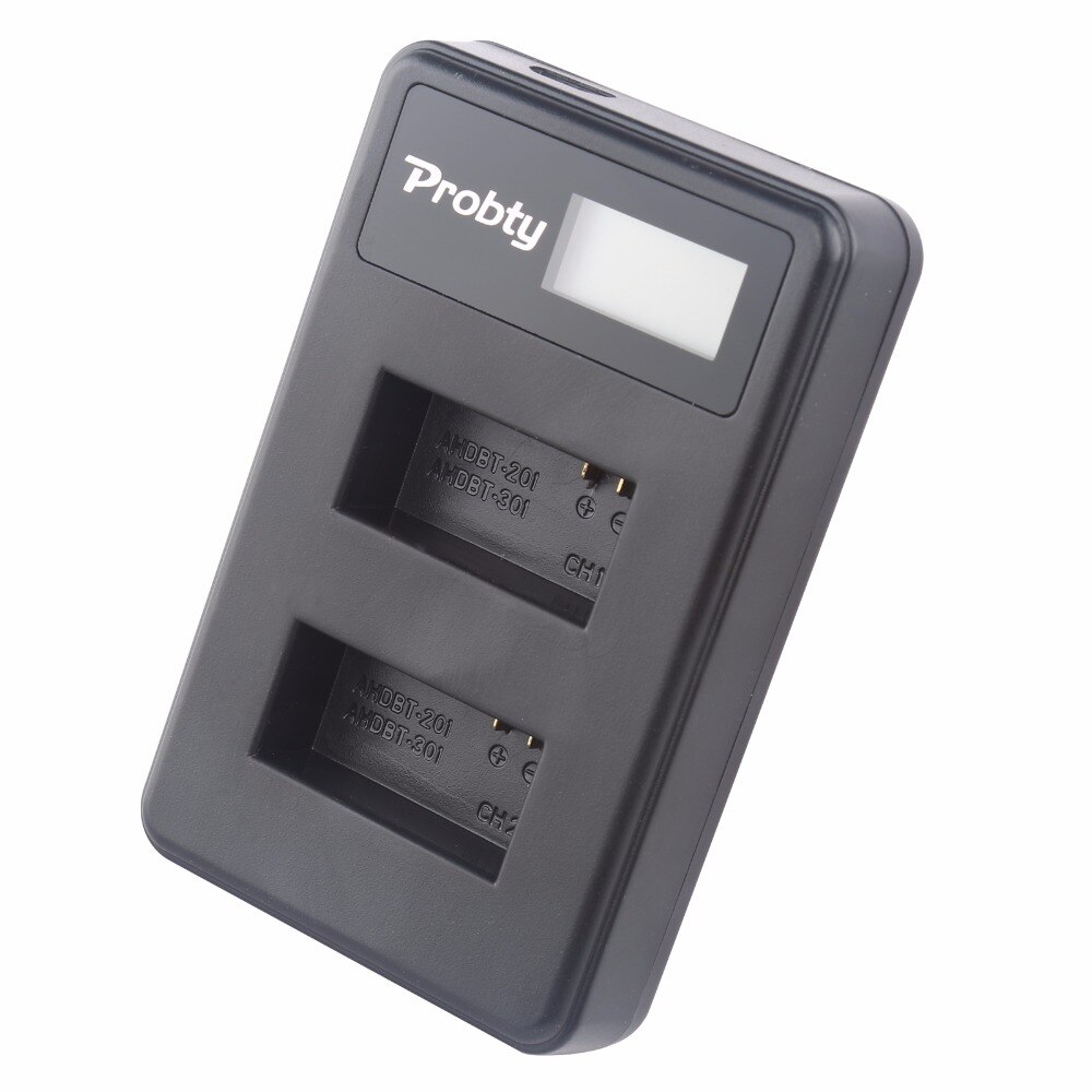 PROBTY 2x 1600mAh AHDBT-301 Battery + LCD Dual Charger + 2-Port USB Plug For GoPro Hero 3 Hero 3+ Camera Accessories