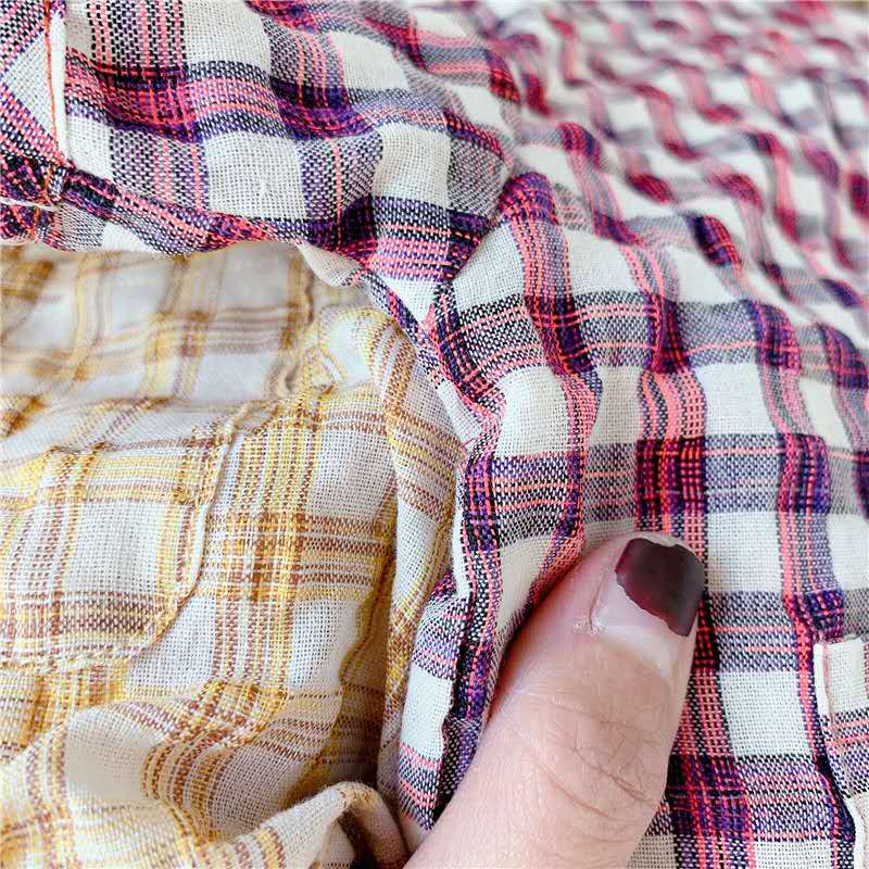 Vêtements pour enfants produits d'été filles été coréen chemise à manches courtes à carreaux à bulles d'été