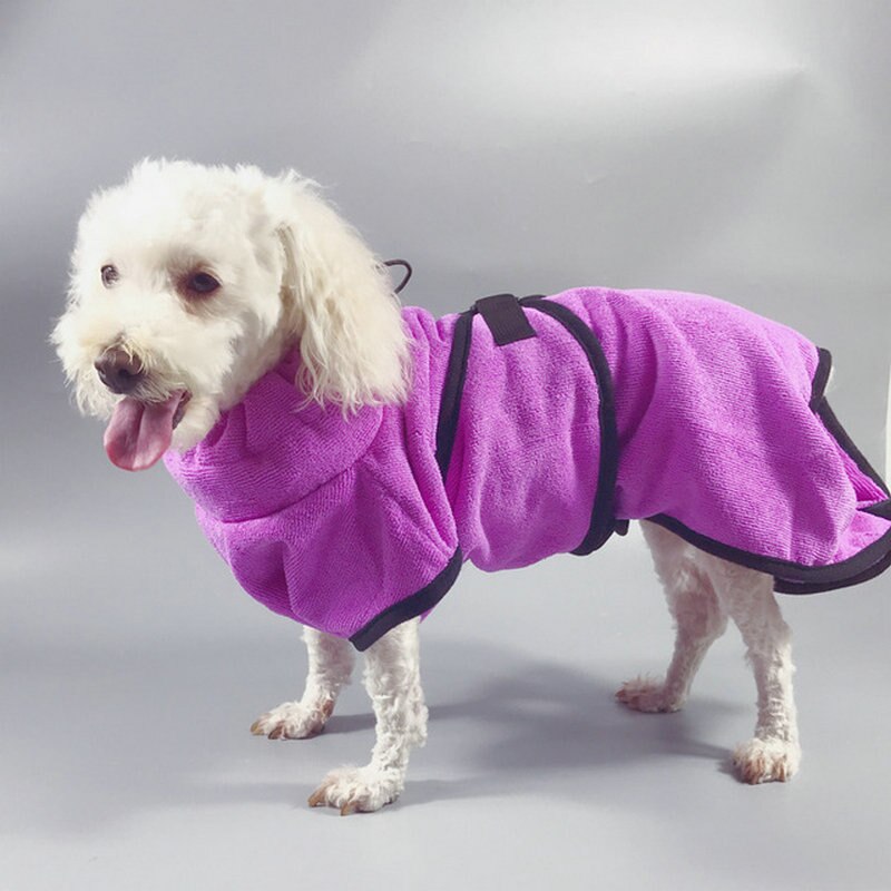 Kæledyr badekåbe tøj hund badehåndklæde ultra absorberende bomuld kæledyr tørring håndklæde med taljebælte varmt hundetøj