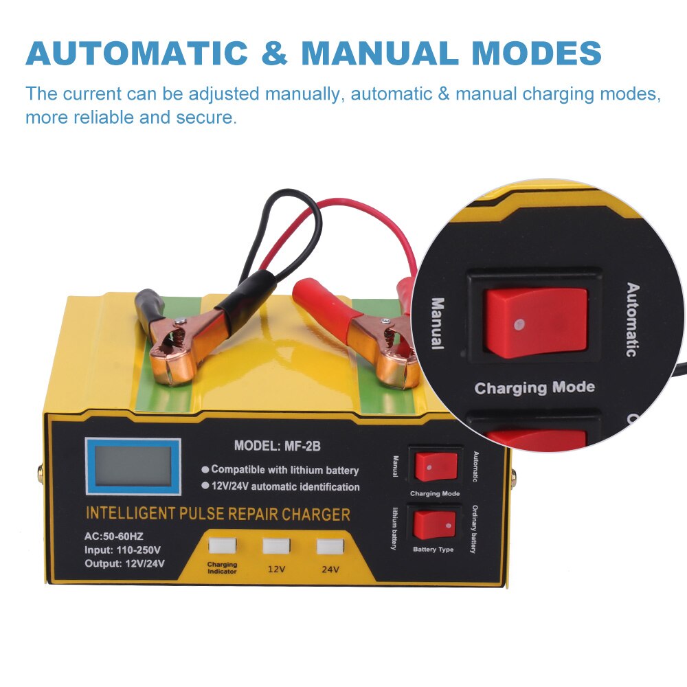 Nieuwste auto acculader 12v 24v motorlader reparatie acculader automatische puls reparatie auto acculader