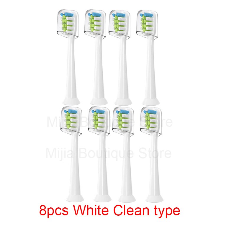 For Xiaomi Mijia T300 / 500 / SOOCAS Electric Toothbrush Head Universal 3D Whitening Replacement Tooth Brush Heads: 8pcs White Clean typ