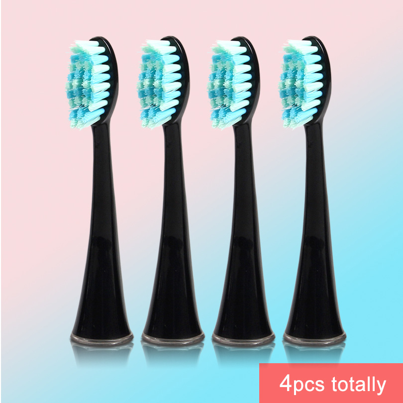 4pcs/lot SEAGO Replacement Brush Head for SG986/SG987/S1/S6/S8/S9 Soft Bristles Electric Toothbrush Heads Original Teeth Whiten: black