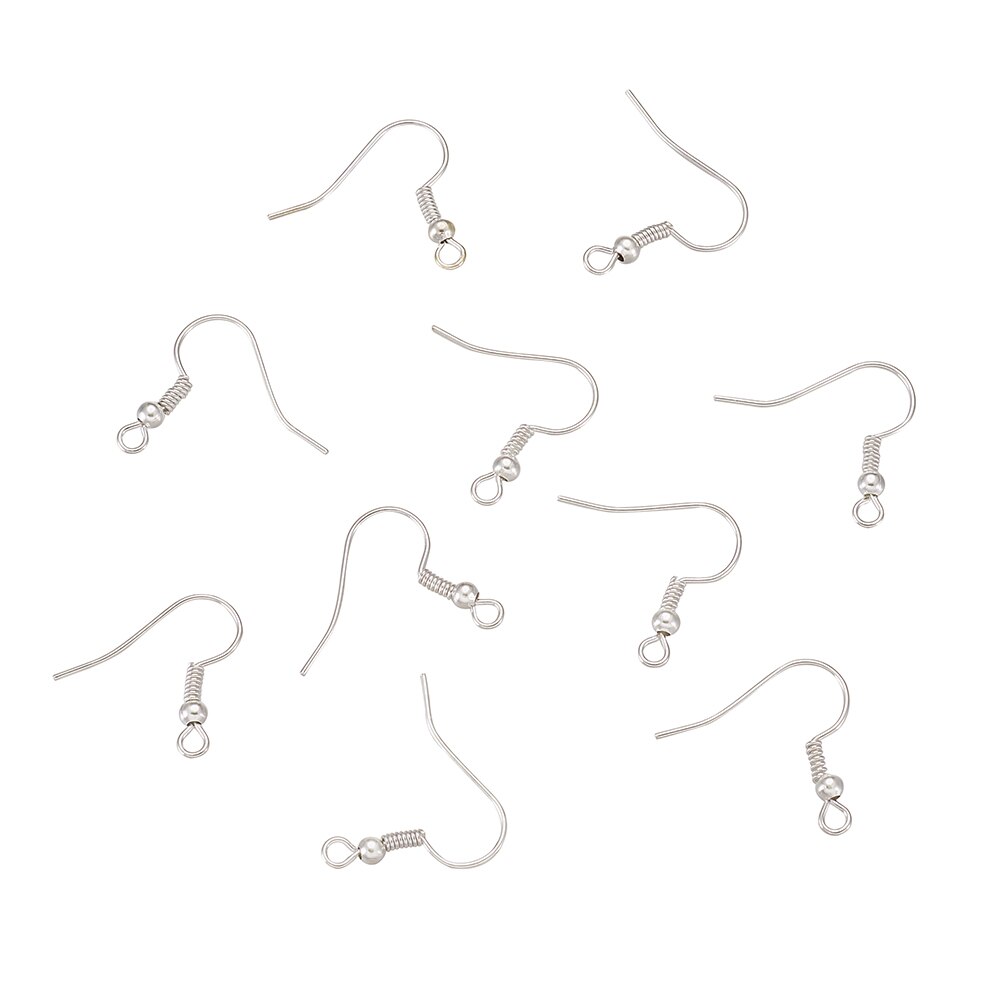 100pcs Golden/Antique Bronze Iron Ear Wires Hooks Earring Hooks Eardrop Settings Base Supplies Nickel Free for Jewelry Findings: Silver