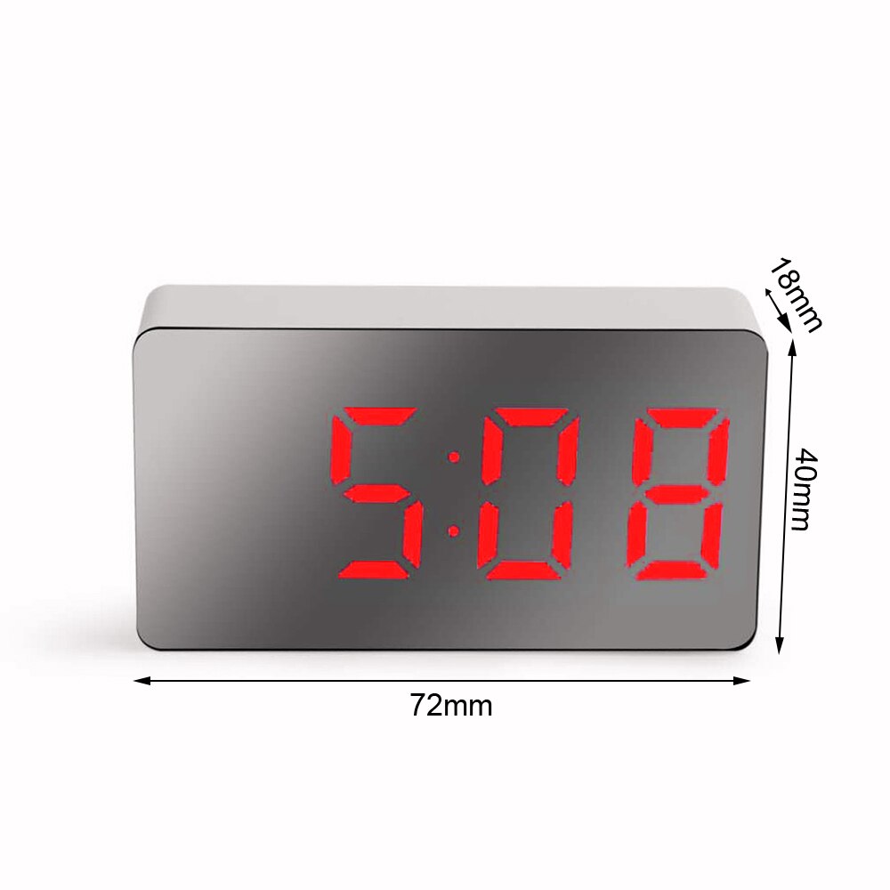 LED Multifunctional Mirror Clock Digital Alarm Snooze Display Time Night LCD Light Table Desktop USB 5v/No Battery Home Decor: Red