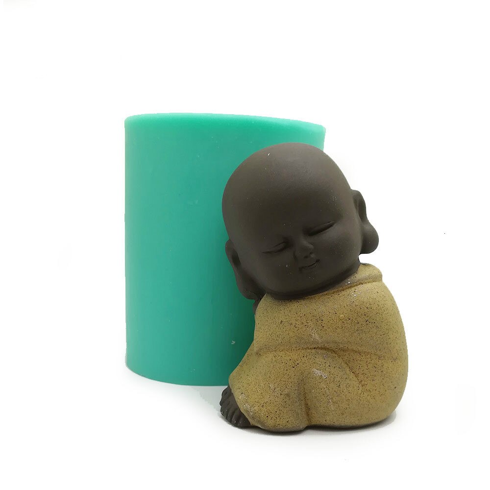 3D petit moine Silicone moule bougie moule plâtre moule résine artisanat moule à la main bricolage bouddha Statue cuisson décoration