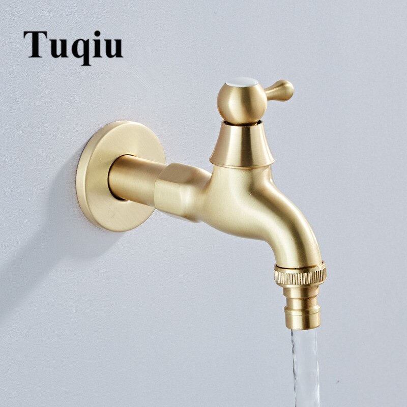 Washing Machine Faucet Mop Brushed Gold Bathroom Faucet Brass Material Tap Outdoor Garden Tap Decorative Kitchen Tap WC Bibcock