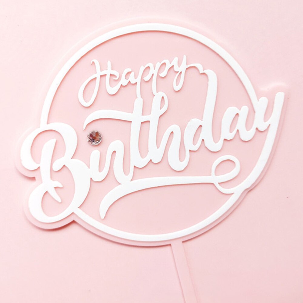 Ouro rosa preto acrílico mão escrita feliz aniversário bolo topper sobremesa decoração para festa de aniversário presentes encantadores fornecimento de cozimento: 4