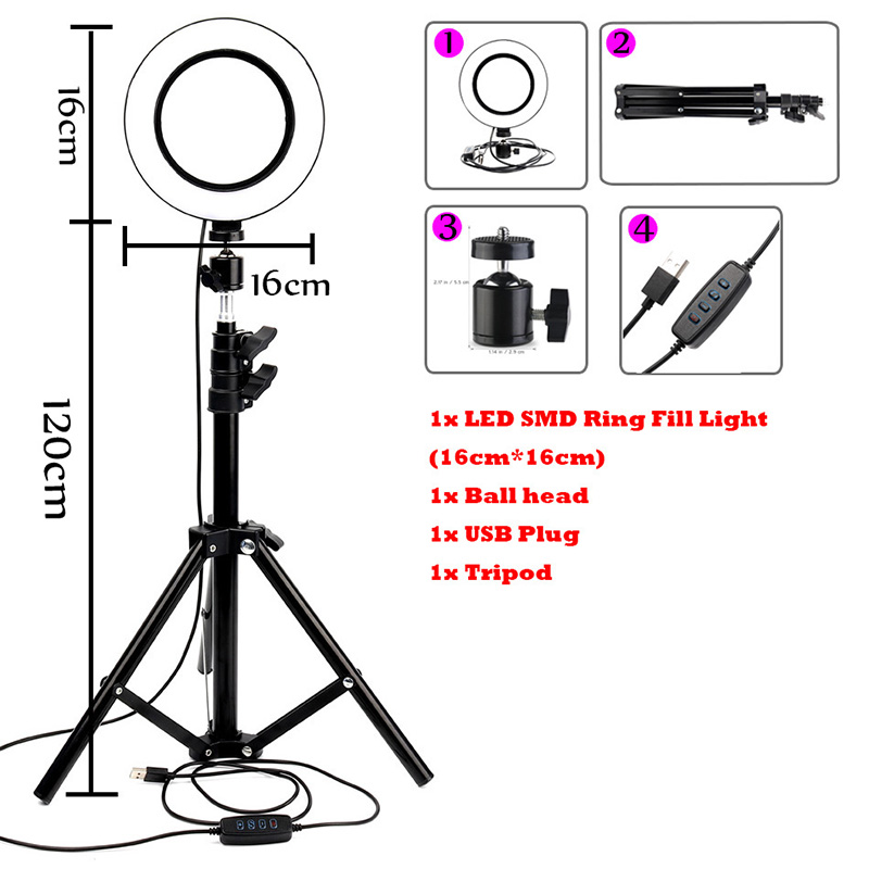 Dimmable LED Ring Light Selfie Ring Lamp Photographic Lighting with Tripod Moblie Phone Clamp Beauty fill light: 3300 K