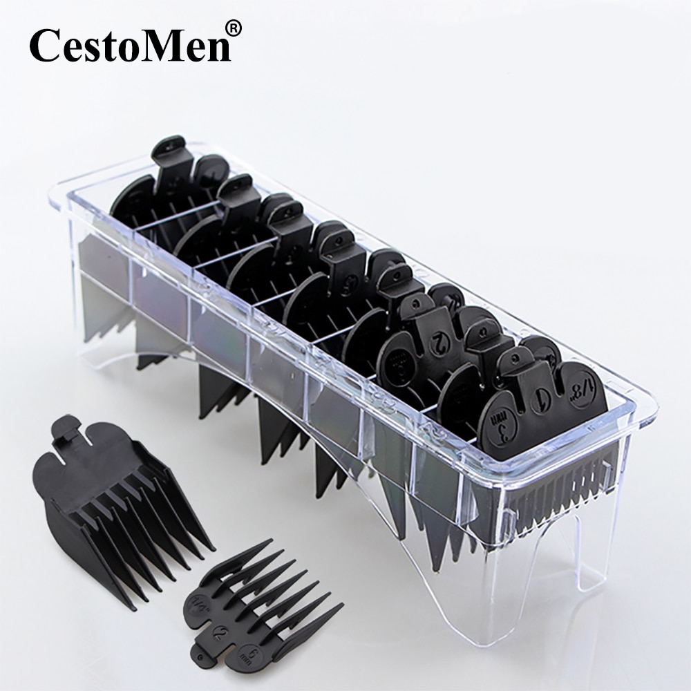 CestoMen 8Pc Black Barber Guards Universal Hair Clipper Limit Comb Guide Attachment Trimmer Hair Clipper Cutting Guide Combs Set