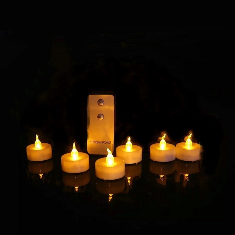 12pcs Remote controlled battery operated LED candle w/controller flickering flameless votive tealight lamp Wedding Birthday Xmas: Default Title