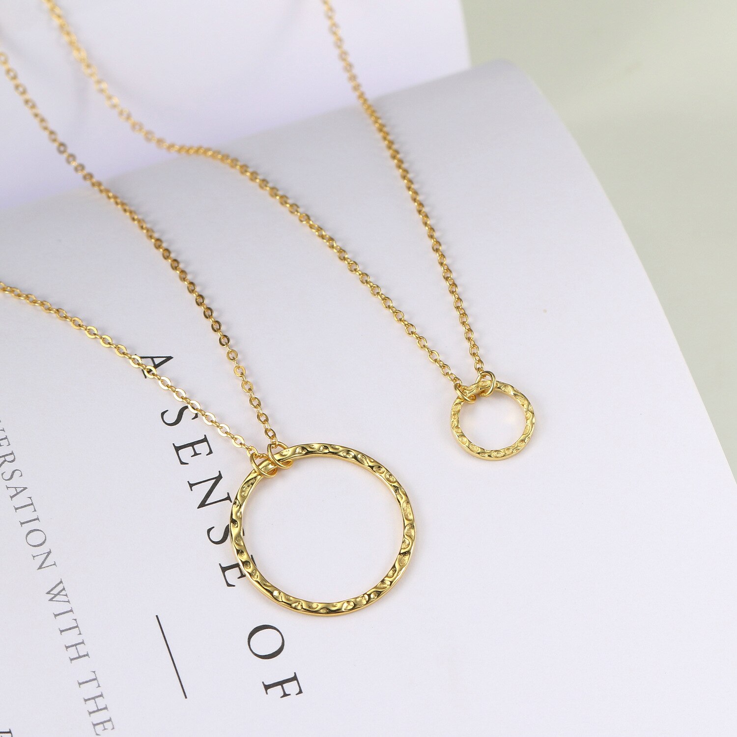 14K Vergulde 925 Sterling Zilveren Ketting Voor Vrouwen Hamer Patroon Hanger Fijne Sieraden Choker Ketting Vrouwen Sieraden