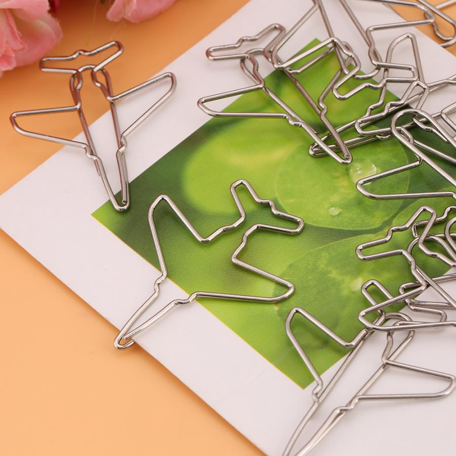 10pcs Airplane Shape Paper Clips Bookmark Marking Document Organizing Clip Stationery Supplies Books Cartoon Paper Clips