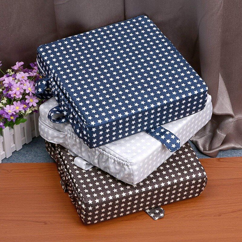 2Pcs Chair Increasing Cushion Dismountable Highchair Booster Cushion Washable Thick Chair Seat Pads - Blue & Grey