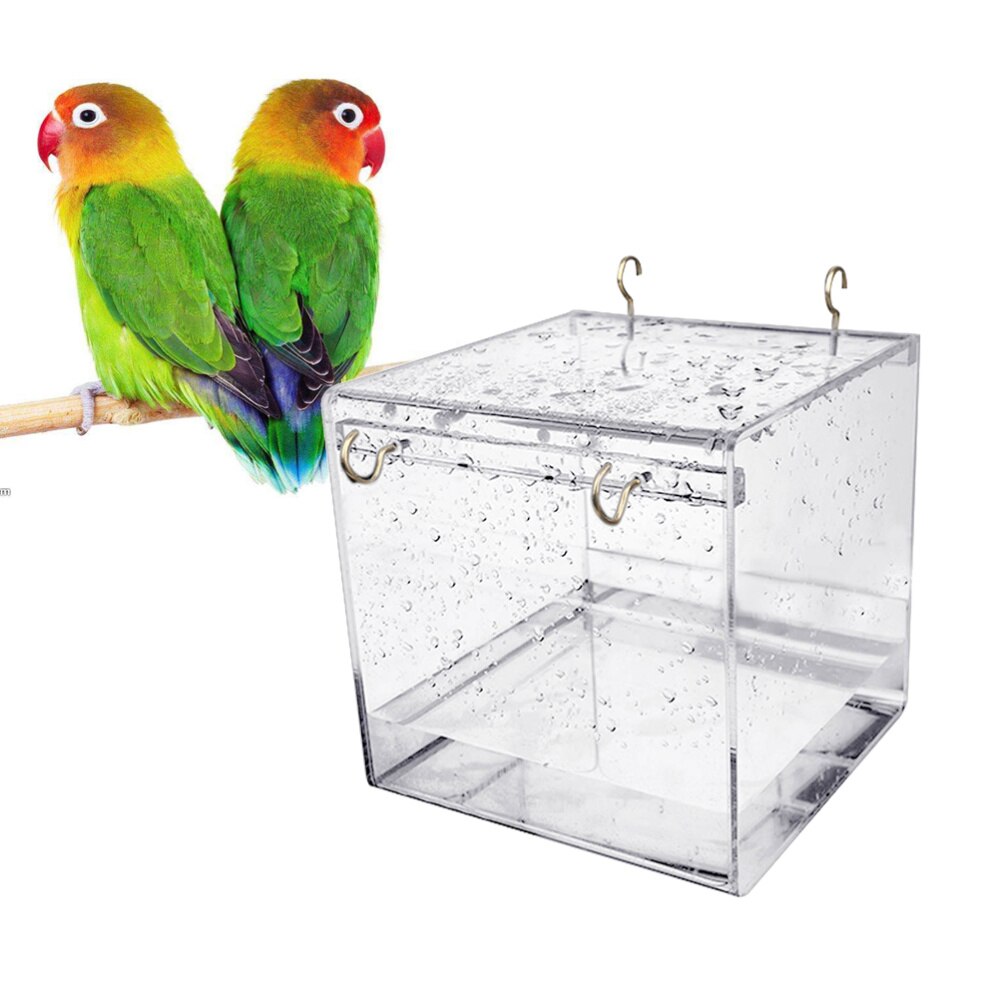 Caged Bird Bath Multi Cage Bird Bath Covered for Small Brids Canary Budgies Parrot (Size)