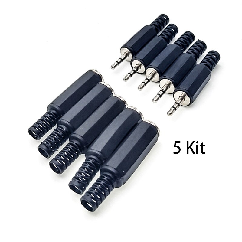 5 Kit 3.5mm male headphone repair headphone audio plug female jack connector single dual channel/stereo connector headphone jack: Stereo-5 Kit