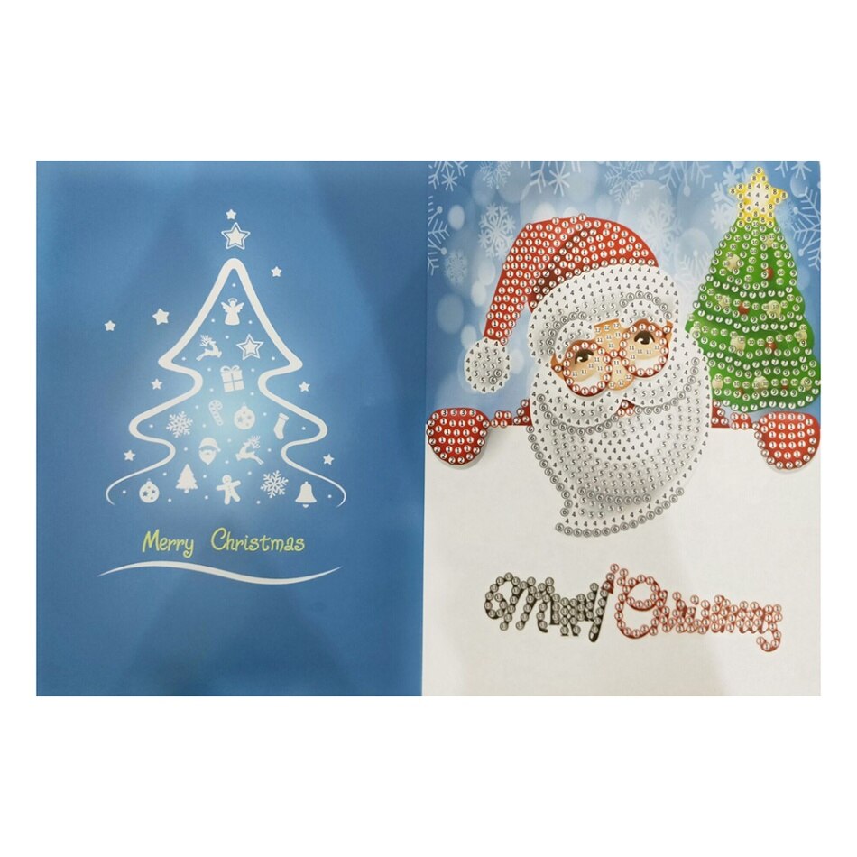 Merry Christmas Cards DIY Diamond Painting Handmade Card Round Drill Greeting Cards Rhinestones Arts Crafts Xmas: Style 3