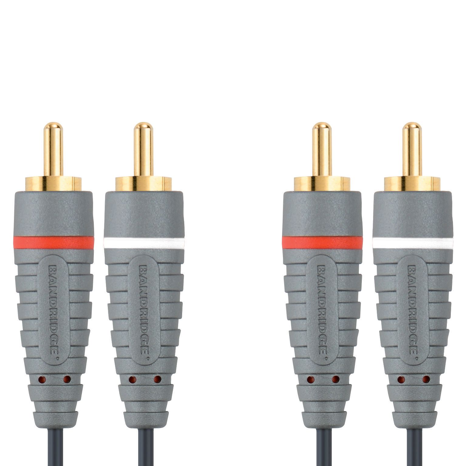 Bandridge Stereo Audio Kabel, 2 X Rca Male-2 X Rca Male, 10 Meter Lange, 24K Vergulde Contacten