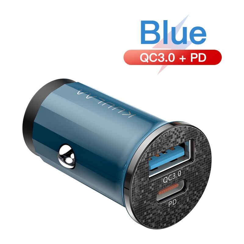 KUULAA Fast Car Charger With USB Type C Quick Charge 4.0 48W QC PD 3.0 Car Accessories: QC PD Blue