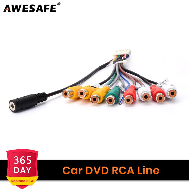 AWESAFE-Cable de salida RCA para Radio estéreo de coche, adaptador auxiliar, micrófono externo: Marrón