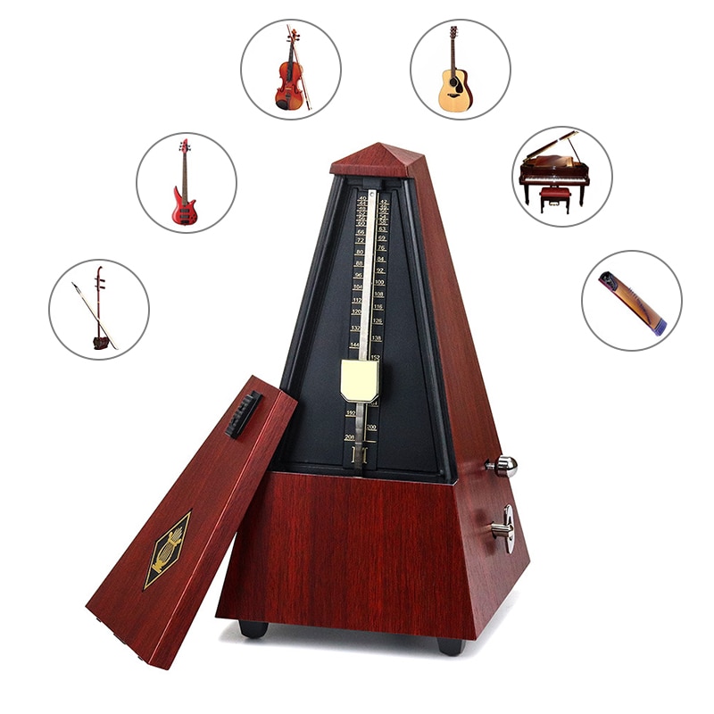 Vintage metrónomo tipo torre en miniatura para guitarra, bajo, Piano, violín, metrónomo para guitarra, timbre, anillo, péndulo mecánico, accesorios