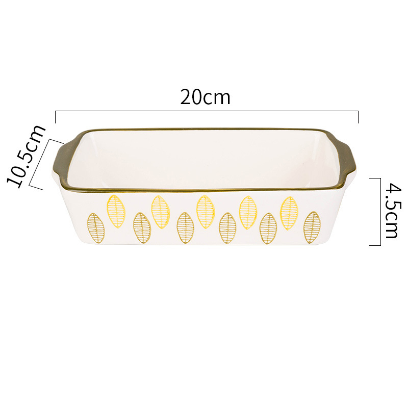 Flowers Rectangular Oval Bakeware Pan With Handle Ceramic Baking Dish Roasting Lasagna Pan Kitchen Salad Cheese Baked Pan: Orange