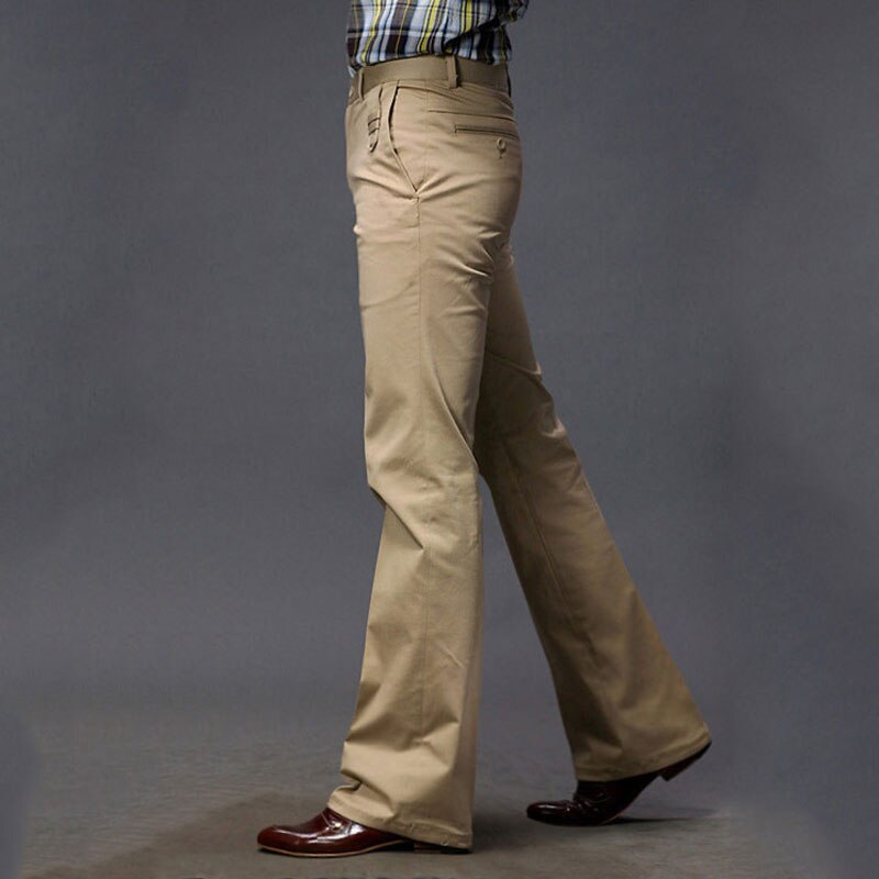 Men's Auturm Boot Cut Jeans Male Mid Waist Business Bell Bottom Denim Pants Flares Trousers Size 27-36 38