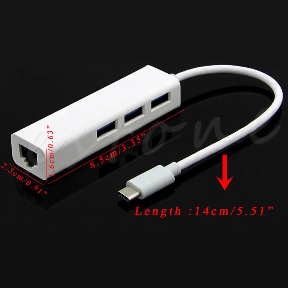 Usb 3.1 type c usb-c meerdere 3- poorts hub met ethernet netwerk lan-adapter