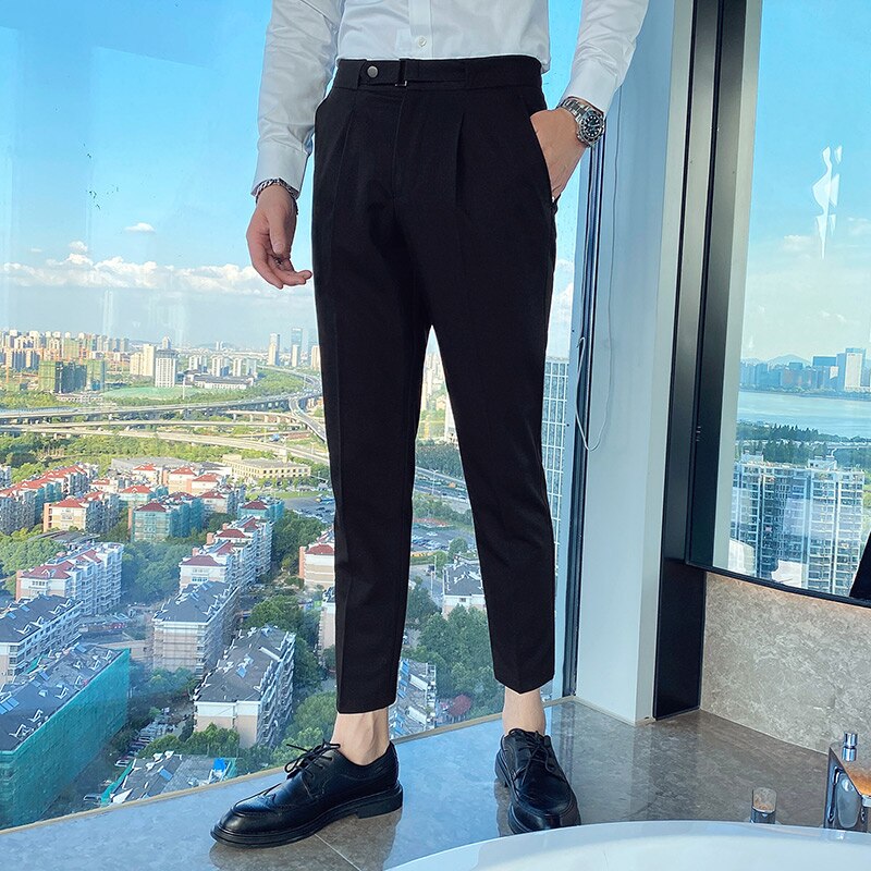 Mannen Jurk Broek Formele Zakelijke Broek Voor Mannen Effen Kleur Kantoor Sociale Casual Slim Fit Broek Streetwear Pantalones Hombre
