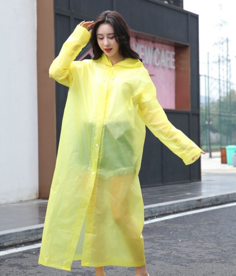 Adult/Kid Wegwerp Waterdichte Jas Clear Pvc Regenjas Regenjas Hooded Poncho Regenkleding: adult yellow