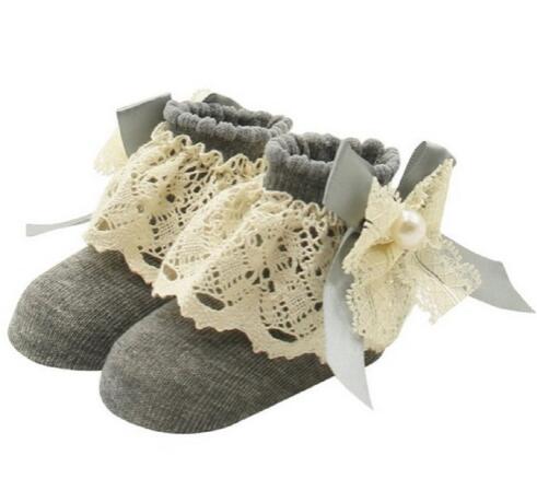 Nette Baby Mädchen Jungen Anti-skid Feste Blume Spitze Bogen Socken Weihnachten Boden Slipper Stiefel Schritt Socken