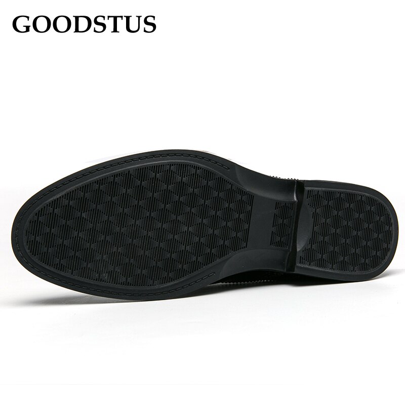 GOODSTUS Men Formal Brogues Shoes Pu Vamp Breathable Rubber Anti-Slip Bottom Comfortable Men Wedding Leather Dress Shoes