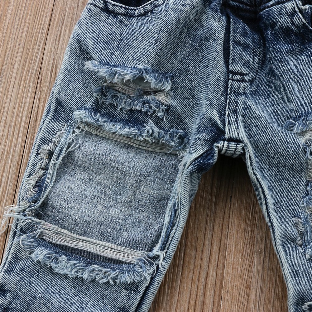 1-5t småbarn barn jenter denim bukse stretch elastisk bukse jeans rippet hull klær baby jente