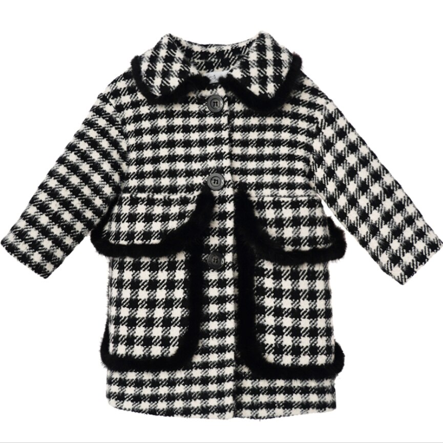 Autunno Inverno del bambino della ragazza plaid di lana cappotto di spessore vestiti caldi bambini bambini del cappotto di moda: 120 cm