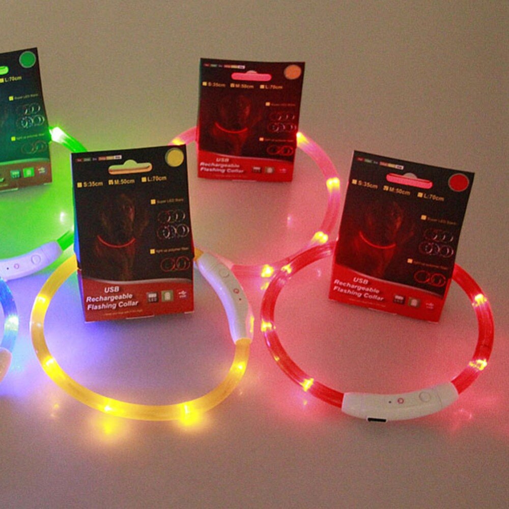 Wiederaufladbare USB LED Blinklicht Band Gürtel Sicherheit Haustier Hund Kragen AA
