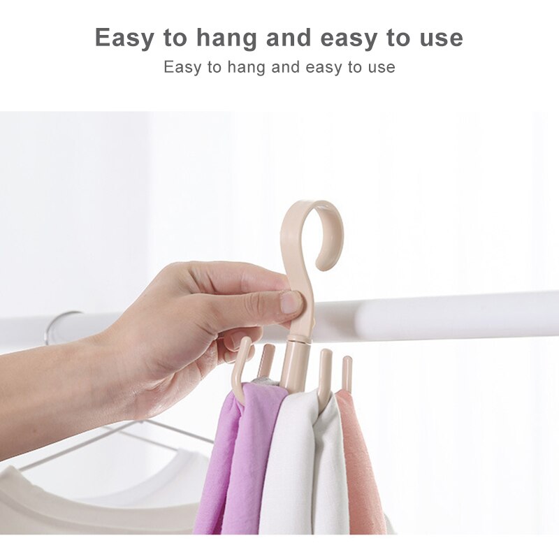 1Pc 360°Free Rotating Four-claw Hook Multifunctional Wardrobe Bag Storage Hook Nail-free Plastic Hanger Save Space