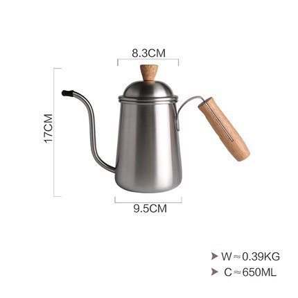 De café de acero inoxidable goteo de agua Delgado Caño erogación café Pour café de mango de madera leche Moka tetera proveedor: Default Title