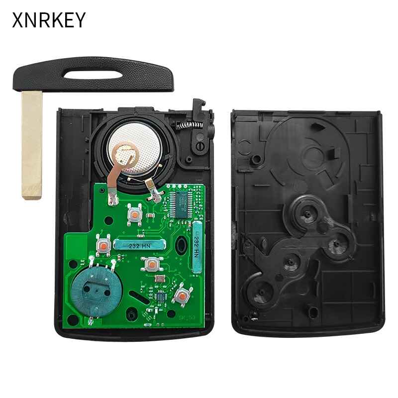 XNRKEY Remote Car Key 4 Button Smart Card with pcf7953 chip 433mhz Va2 Blade for Renault Clio Smart Key