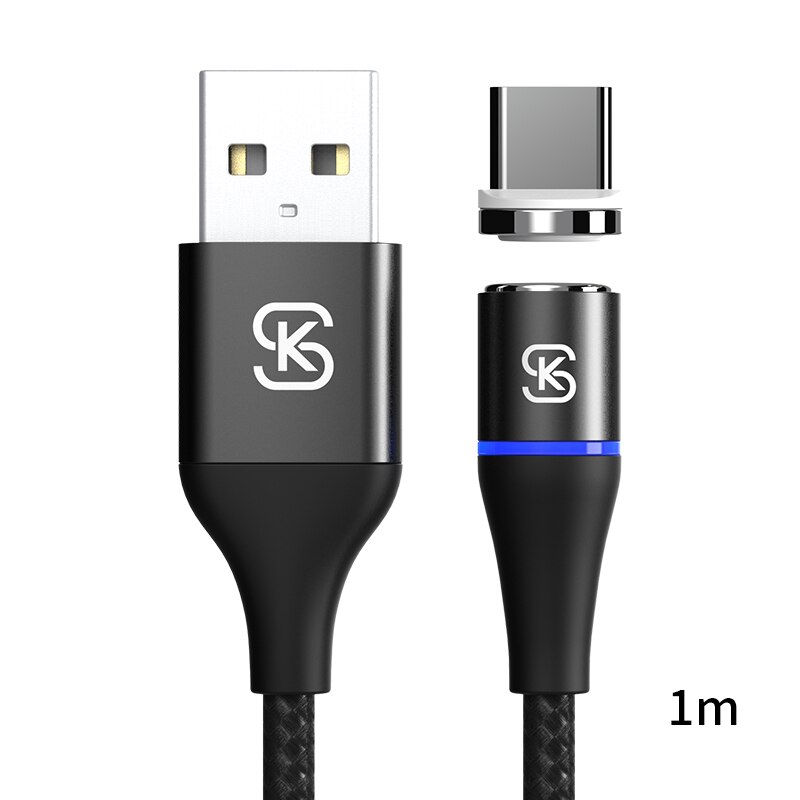 SIKAI 5A portato per H Magnetico Cavo micro USB di Tipo C Cavo per il iphone Samsung Huawei xiaomi oneplus 6 Magnete ricarica veloce: nero for usb-c