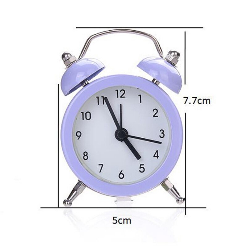 Small Bed Alarm Clock Twin Bell Silent Alloy Stainless Metal Alarm Clock Digitale Klok Cute Mini Metal Alarm Clock: As the picture show4