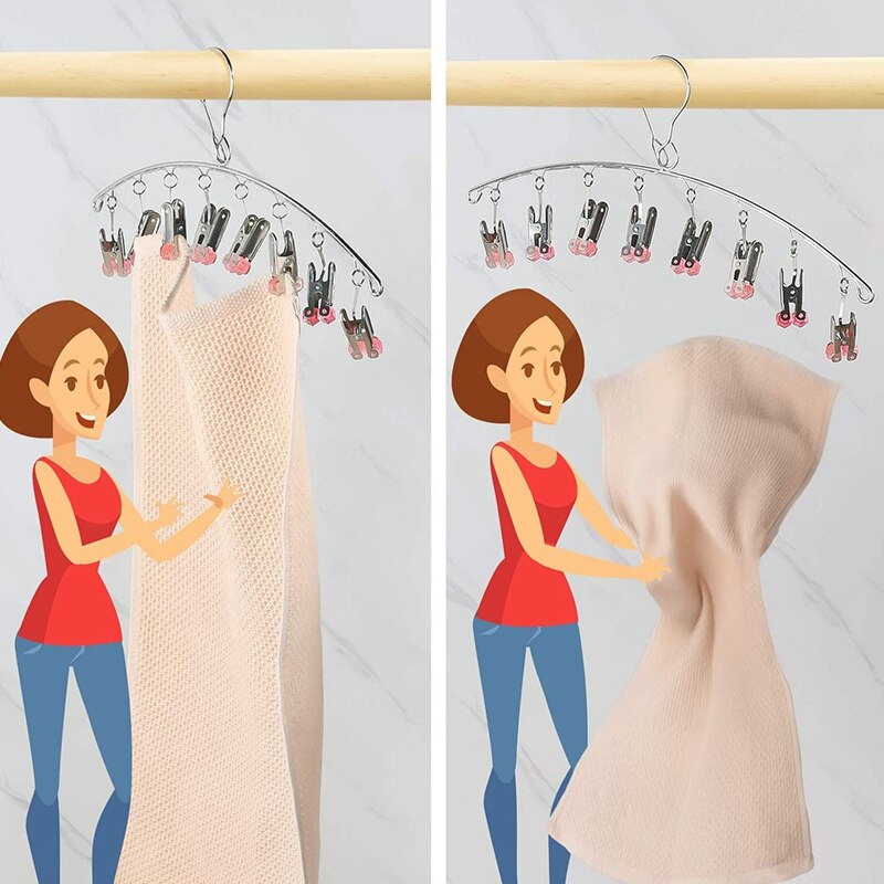 Stainless Steel Drying Hanger, Drip Hanger with 8 Clips For, Quickly Removes Clothes From Hanger
