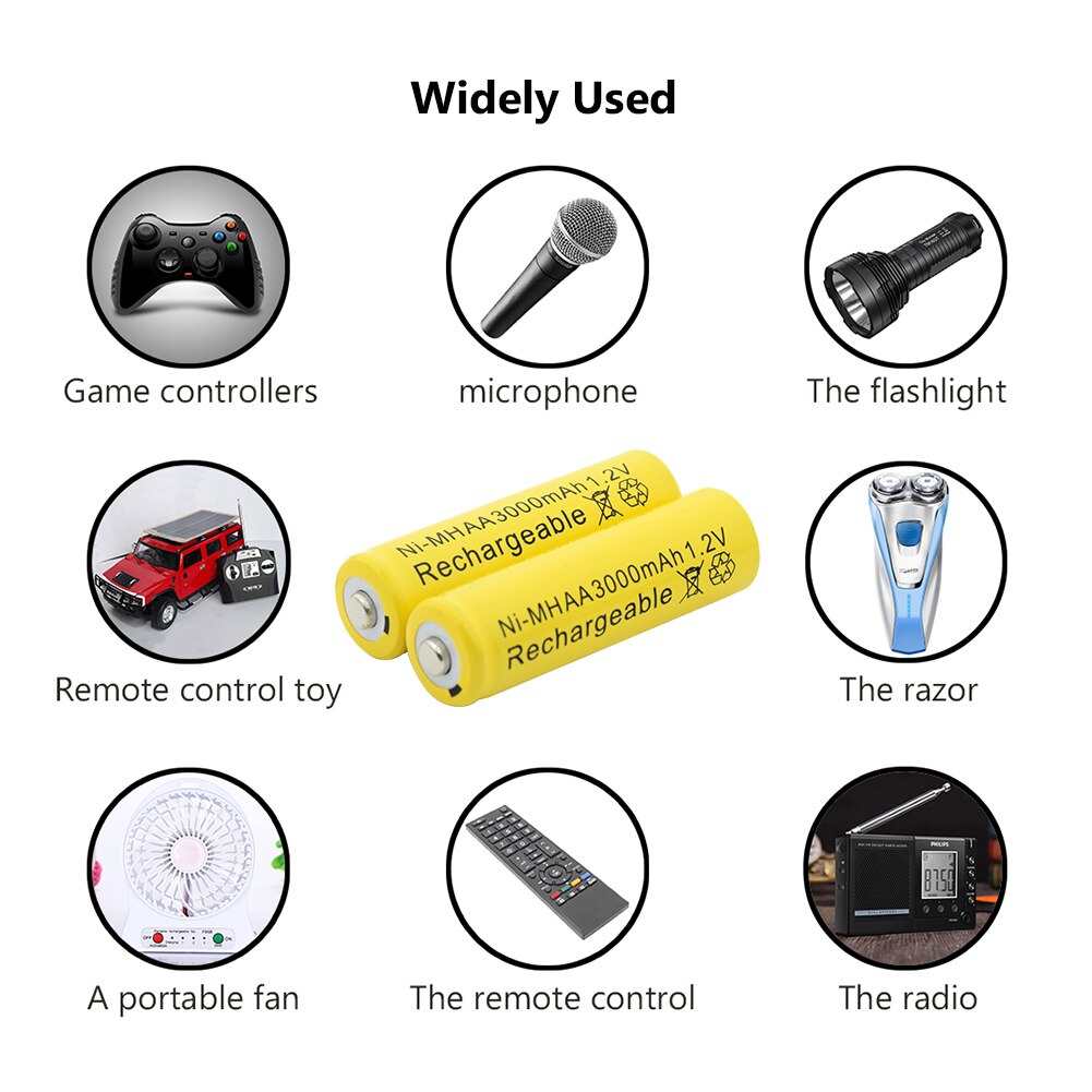 Replacement Ni-MH AA Li-Po Lithium Li-polymer Battery 3000mAh 1.2V Rechargeable Batteries Cell For Torch Toy Car Razor