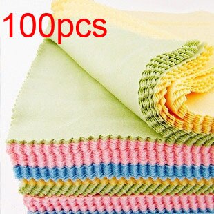 100 stuks Kleurrijke microfiber lensreinigingsdoekje Camera screen cleaning kit sunglass doek