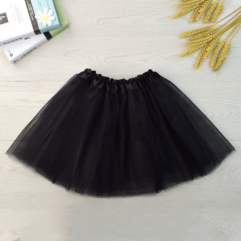 Jupe Tutu de danse pour filles, jupe princesse à trois couches, en maille courte, Ballet princesse vêtements pour filles: black