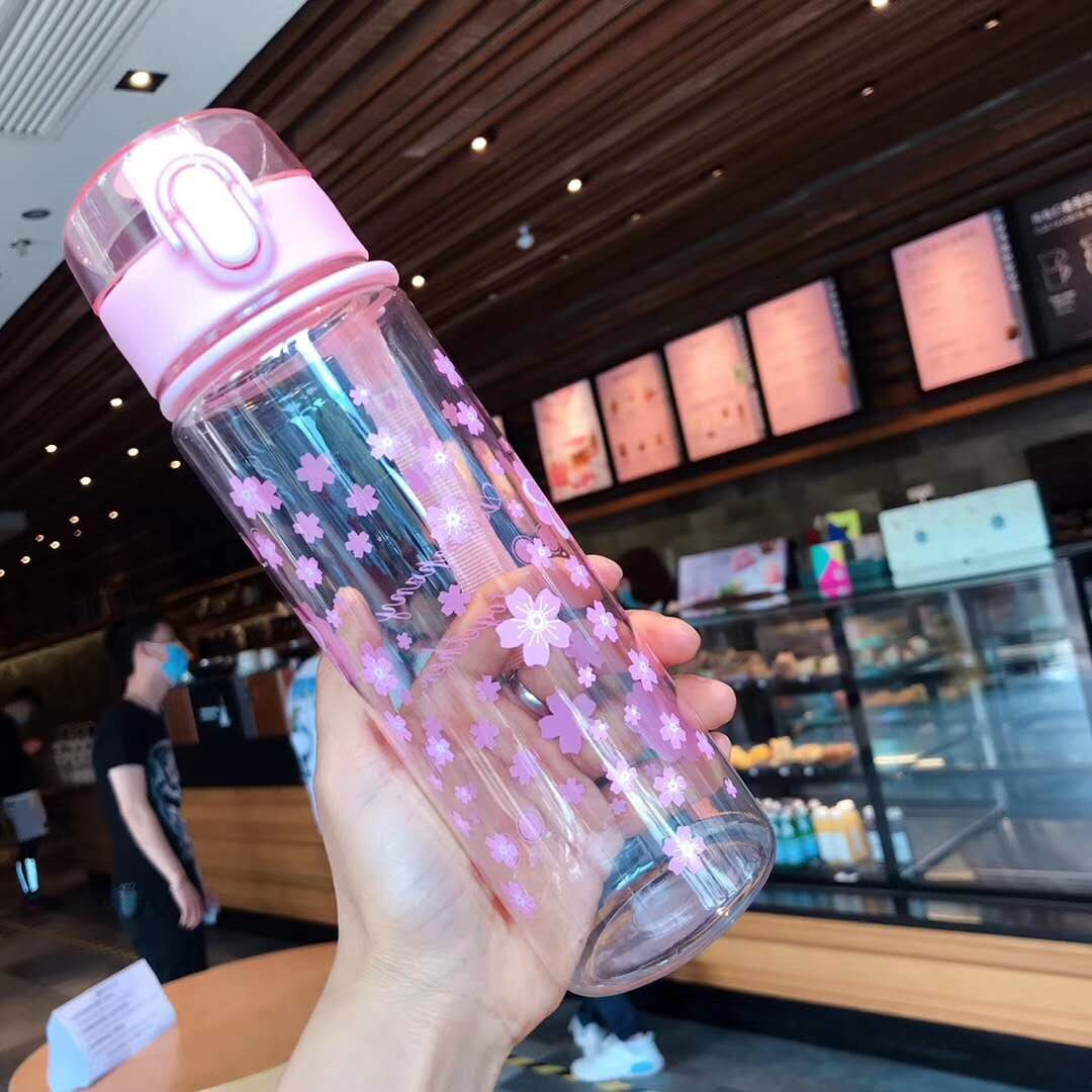 500ml rosa vattenflaska plast direkt dricka te mjölkflaska flicka skolvattenflaskor barn plastique sport cup: Liten blomma