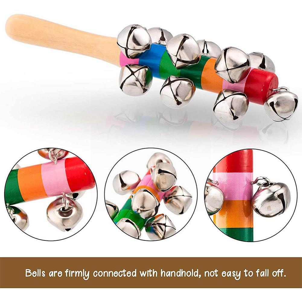 Houten Hand Rammelaar Kleurrijke Regenboog Rammelaar Instrument Windgong Voor Kinderen P8x8